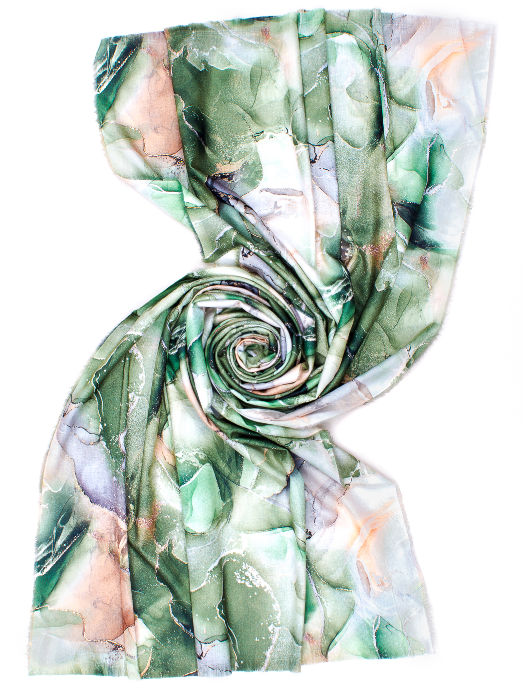 STOLA STAMPA MARBLE LUREX, 75X185 - GREEN